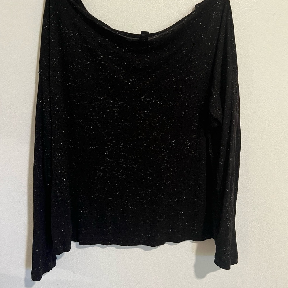 All Saints Black Sparkle Long Sleeve Women's Top, size S.